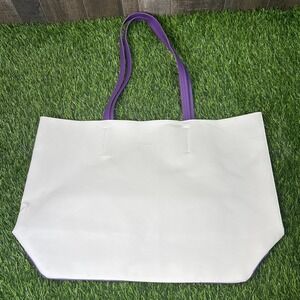 Calvin Klein Fragrance Tote Bag White Purple Large Shoulder Bag Pre-Owned EXC